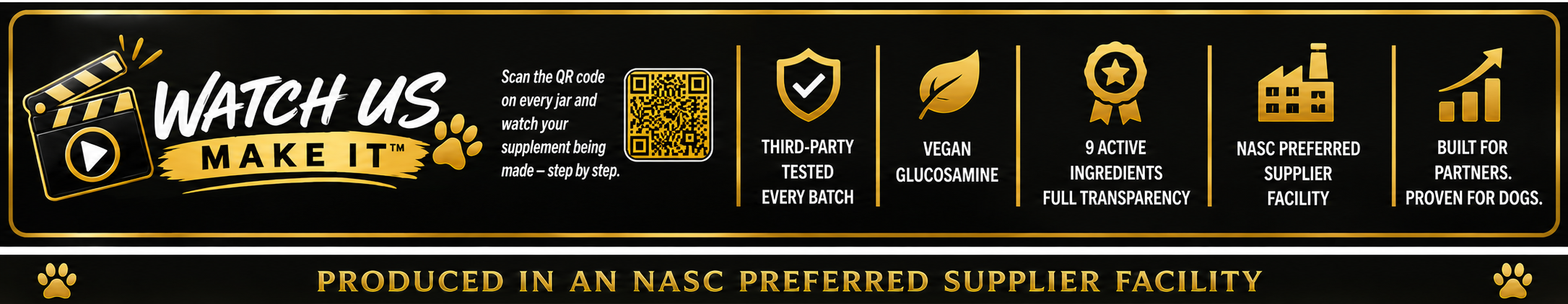Watch Us Make It™ — Third-Party Tested, Vegan Glucosamine, 9 Active Ingredients, Produced in an NASC Preferred Supplier Facility