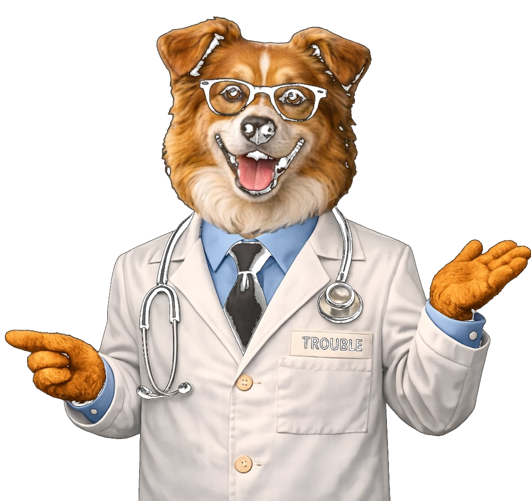 Dr. Trouble pointing at the deal
