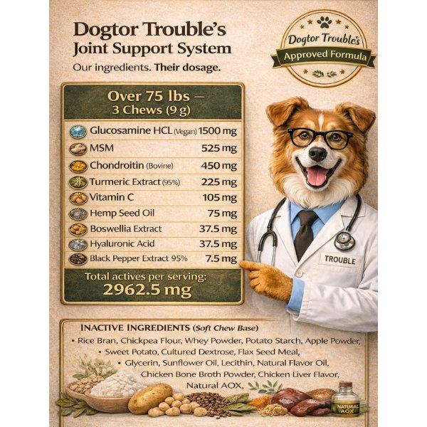 Dogtor Trouble's Joint Support System - Over 75 lbs dosing